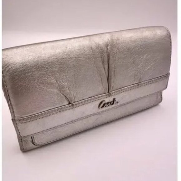 GUC Coach Silver Metallic Bi-Fold Wallet - Picture 1 of 8